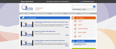 Aperçu de l'intranet Générale de Santé