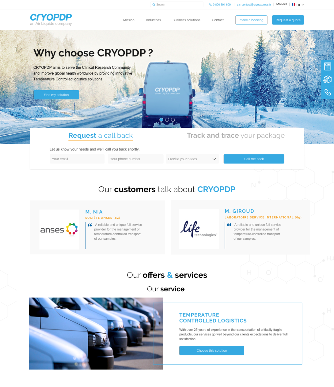 Vue actuelle du site CryoPDP